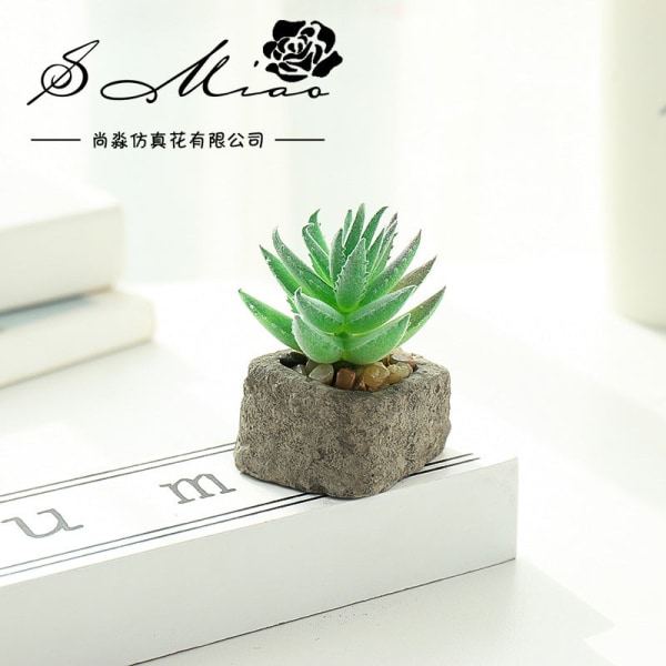 Pieni kiviruukku keinotekoinen mehikasvi ruukkukasvi (ruukku sisältyy) muoti kodin sisustus simulaatio kasvi keinotekoiset kukat Small smiling Lotus flocking Green