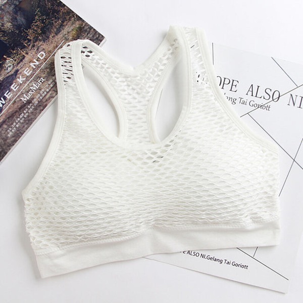 Joogaliivit Verkkokangas Urheiluliivit Avoimet Pehmustetut Juoksuliivit Naisille White Free Size