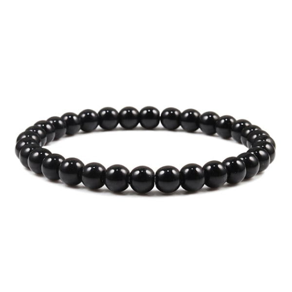 Buddha Sort Hvid Natursten Lava Perler Armbånd Mænd Kvinder Rosenkrans Armbånd Meditation Armringe Yoga Smykker Gave 10mm Bright Black