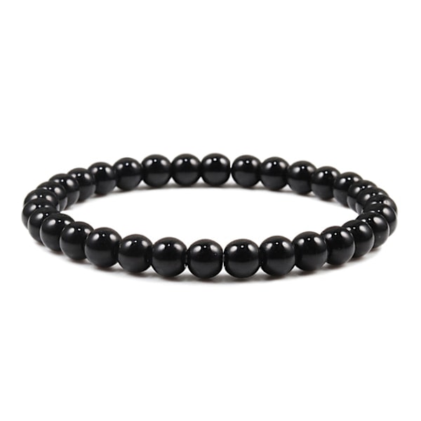 Buddha Sort Hvid Natursten Lava Perler Armbånd Mænd Kvinder Rosenkrans Armbånd Meditation Armringe Yoga Smykker Gave 6mm Bright Black