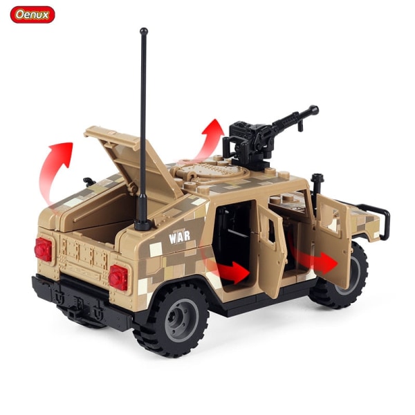 Militär Jeep Bil Fordonsmodell Byggkloss Mini Armésoldater Figurer Upplysande Tegelsten MOC Leksak För Barn Present Military Vehicle 1