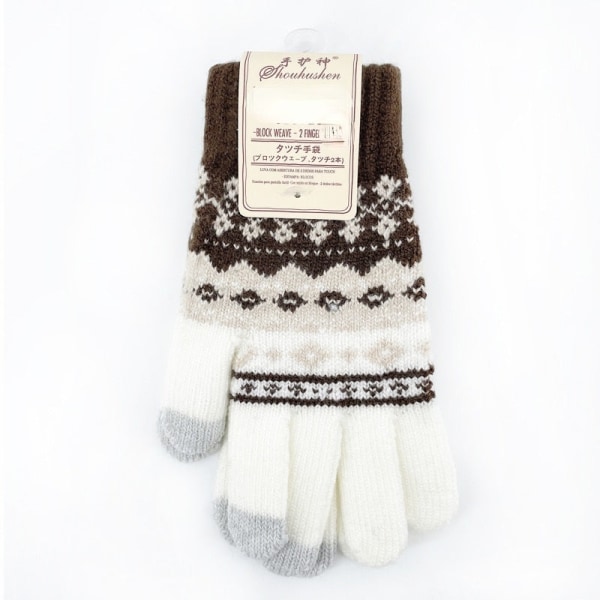 Cashmere strikkede vinterhansker for kvinner Cashmere strikkede dame herre høst vinter varme tykke hansker skjerm skihansker Gary One Size