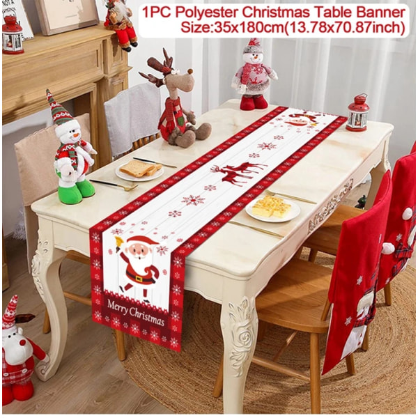 Juledug Bordløber Glædelig Jul Dekorationer 2023 Til Hjemmet Dug Navidad Noel Kerst Xmas Gaver Nytår 2024 Natal polyester 14 as picture