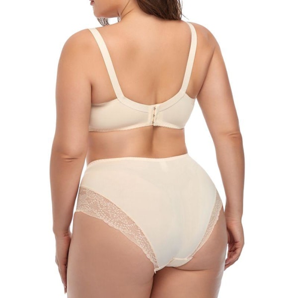 Kukkainen pitsialusvaatesetti naisille, plus-koko, D-kuppi, XL 2XL 3XL 4XL 5XL 6XL, kokokuppiset rintaliivit ja erittäin ohuet alushousut White 100D