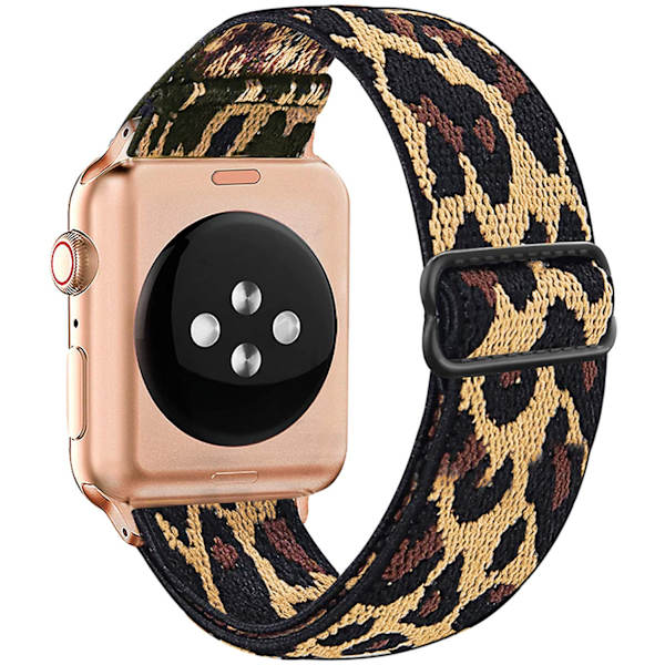 Nylonstropp for Apple Watch-reim 44 mm 40 mm 41 mm 45 mm Justerbar elastisk solo loop-beltearmbånd Apple Watch Series 7 6 se 5 4 3 brown cheetah 38mm - 40mm - 41mm
