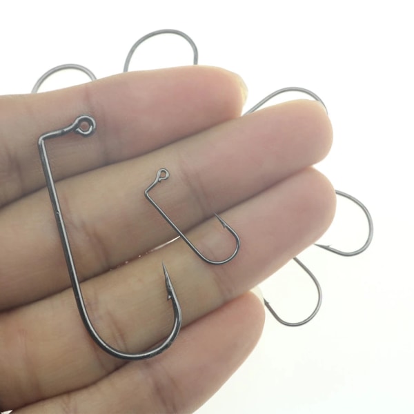 Fishhook 50 st/påse 90 Graders Jig Flugbindning Stark Tråd Saltvatten Sötvatten Fiskekrok Aberdeen jig fiske storlek 6 4 2 1 1/0-4/0# size 1I0