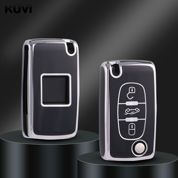 TPU Bil Fjärrnyckel Fodral Skydd För Peugeot 107 207 307 308 407 607 3008 5008 För Citroen Xsara Picasso C5 C6 C8 Nyckellös 3 button White