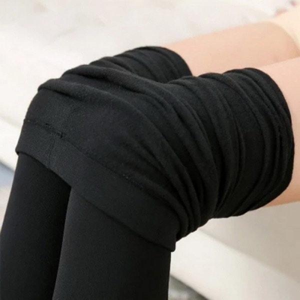 Vinter Varme Leggings Dame Termiske Bukser Polar Strømpebukser Sokkforede Bukser Fløyelsstrømpebukser Hud Effekt Høy Midje Ull Leggings nine points coffee 100g