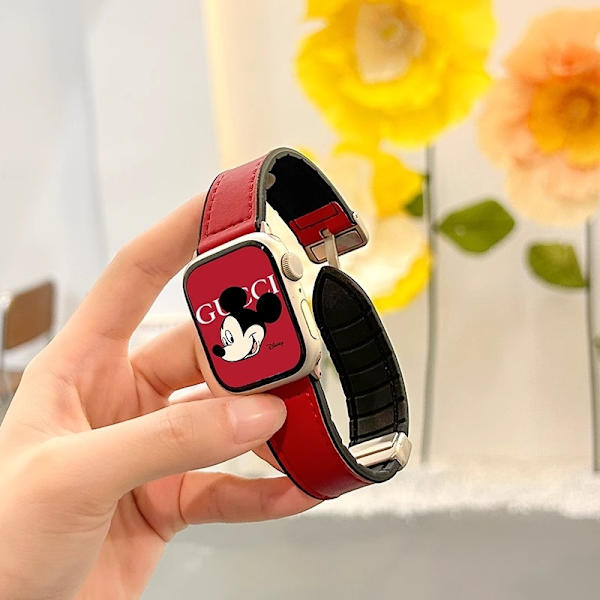 Klockarmband för Apple Watch iWatch för 38/40/41mm slät magnetisk bred version - röd