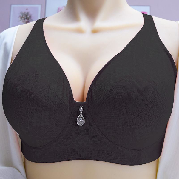 Push Up BH Full Coverage Bygel BH Underkläder för Kvinnor Bralette Sexig Plus Size BH E F Kupa Black 46E