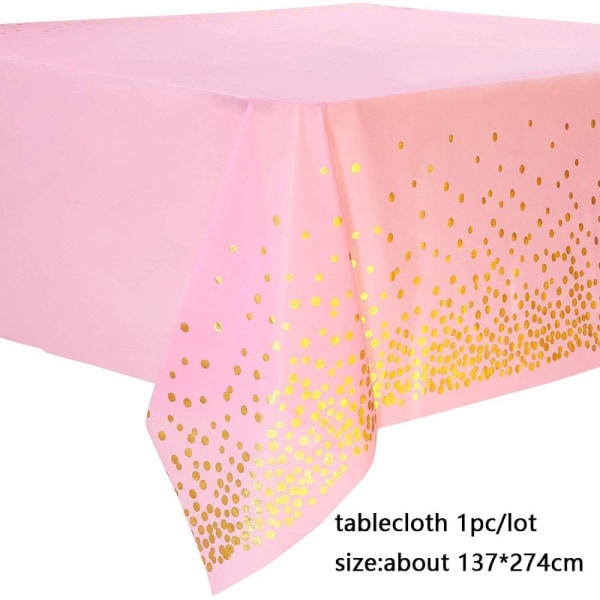 137*274cm Rose Gold Bordsduk Guld/silver Dot cover för vuxna Grattis på födelsedagen Festtillbehör Bröllopsdekorationer Gold Dot Pink