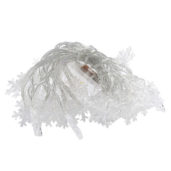LED Lyslenke Jule Snøfnugg Fe Lys Hengende Ornamenter Juletrepynt til Hjemmefest Warm white 2M10LEDs
