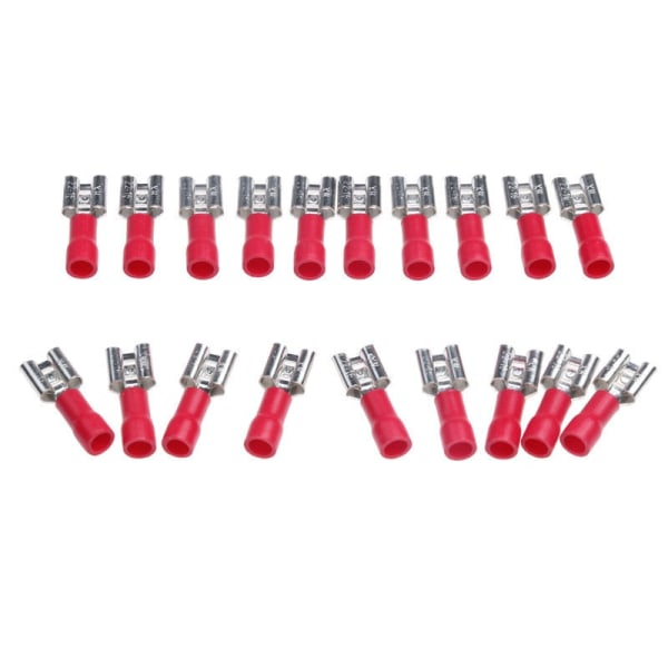 100/50 stk. 2,8 mm 4,8 mm 6,3 mm isolert spadeledningskontakt hun crimpkontakter elektrisk crimpkontaktsett 6.3mm Red 50PCS