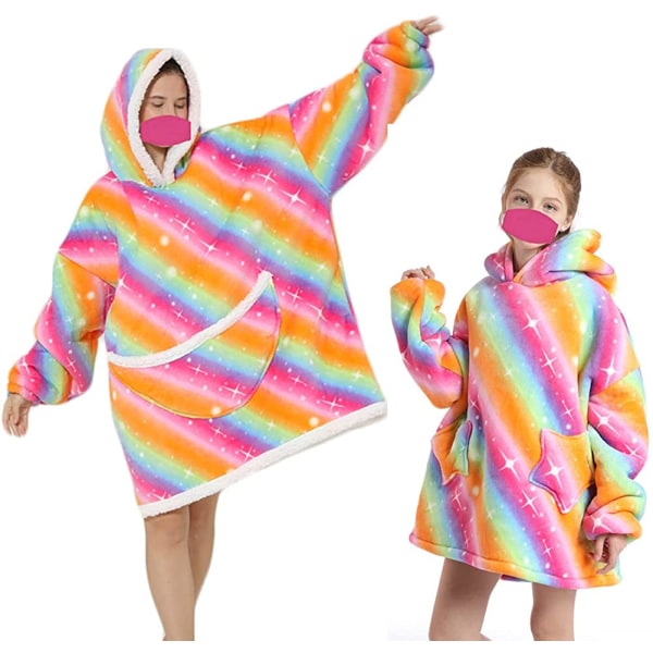 Oversized Hoodie Filt Presenter för Kvinnor UK Vuxna Män Barn Flickor Bärbar Bekväm Fleece Hoodie Morgonrock Som Födelsedagspresenter till Mödrar Vänner Blue-sloth-adults