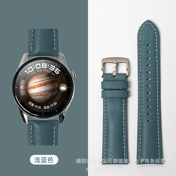 Klockarmband för Apple Watch iWatch 38/40/41mm gränssnitt s10 42mm ljusblå/silverspänne W3 spetsig ände