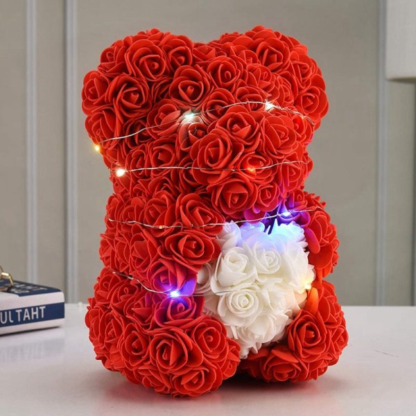 Julegave Rosebjørn PE Skum Kunstig Blomst Jente Valentinsdagsgave Fargerike Lys Kjærlighet Rosebjørn White love light pink bear 25cm high
