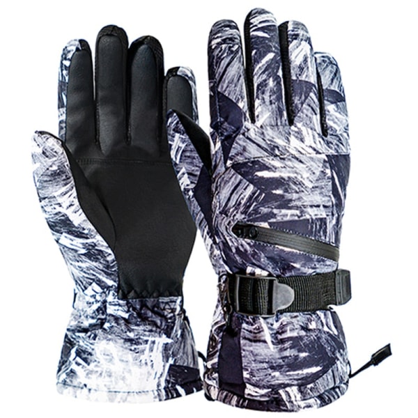 Vinter Snowboard Skidhandskar PU Läder Halkfri pekskärm Vattentät Motorcykel Cykling Fleece Varm snö Handskar Unisex Snowboard Gloves S