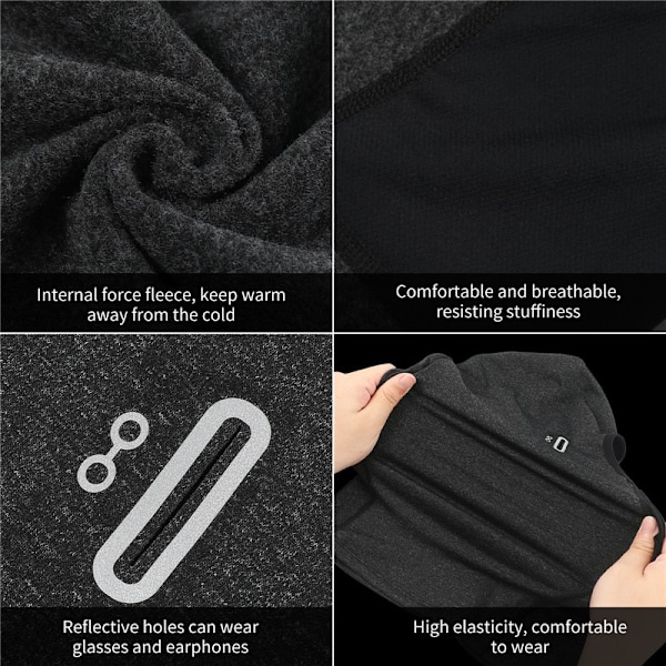 Balaklava Herrehatt Vinter Dame Motorsykkelmaske Varm Sykkelhjelm Liner Caps Vindtett Pustende Vaskbart Utstyr Short Gray