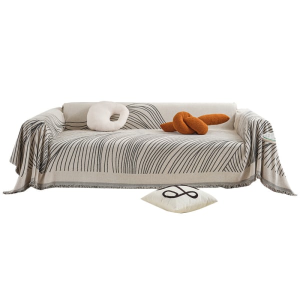 Universal dobbeltsidet chenille nordisk skridsikker fuldt dækket universal sofabetræk Gray Line cover cloth 180*300