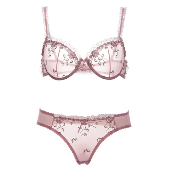 Varsbaby Sexig Broderad BH Set för Kvinnor White 34C