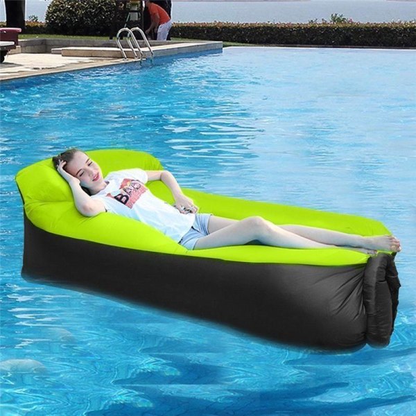 Lazy Sofa Lounger Luftsoffa Enhörning Sittsäck Snabb Uppblåsbar Utomhus Strand Lounger Green