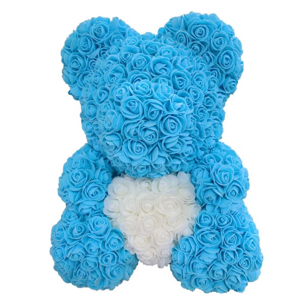 40 cm Rosebjørn Hjerte Kunstig Blomst Rose Teddybjørn Til Kvinder Valentinsdag Bryllup Fødselsdag Julegave Blue white H 40CM