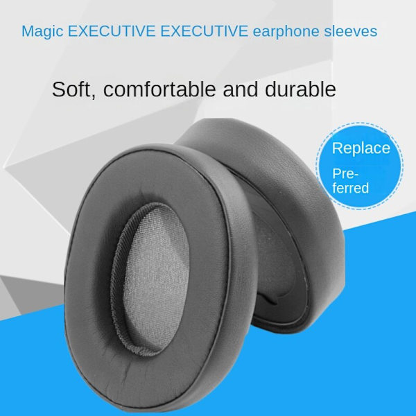 Anvendelig til Magic Executive Executive Øretelefon Sleeves Headset Læder Etui Skum Cover Ørekopper Tilbehør Black earphone sleeves