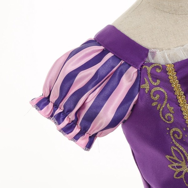 Ice and Snow Julklänning Cinderella Kortärmad Klänning Barns Performance Dress 19034# purple