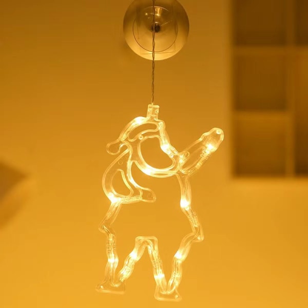 LED Juledekorasjonslys Vindus-sugekopp Lys Klokke Juletre Elg Julearrangement Feststemningslys Snowflake