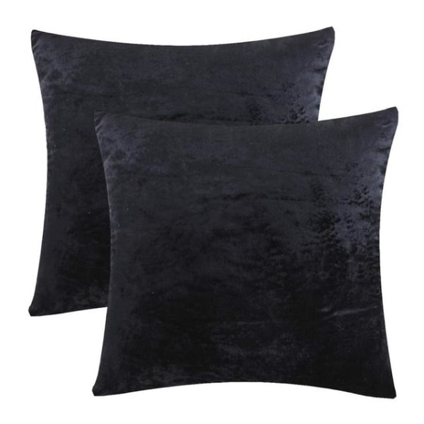 2-pack Guld Dekorativa Kuddfodral Överdrag för Soffa Säng Modern Lyx Enfärgad Sammet Hem Kuddöverdrag Silver 2 Packs 45CM X 45CM Black