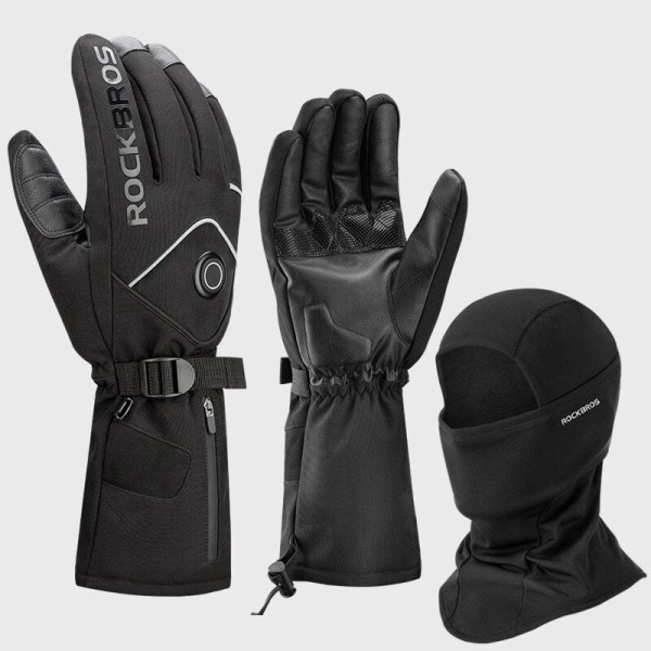 ROCKBROS Uppvärmda Handskar Thermal Vinter Ski Uppvärmda Handskar MTB Ridning Vindtät Guantes Para Motorcykel Touch Screen Batterihandskar Style 3 XL