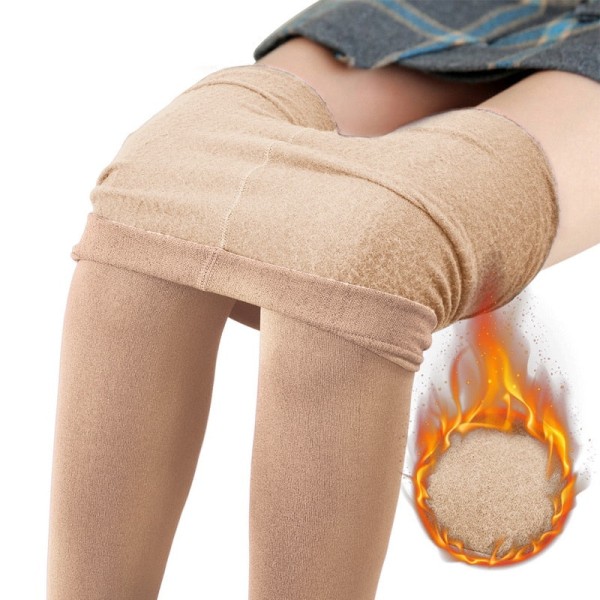 Vinter Varme Leggings Dame Termiske Bukser Polar Strømpebukser Sokkforede Bukser Fløyelsstrømpebukser Hud Effekt Høy Midje Ull Leggings nine points coffee 100g