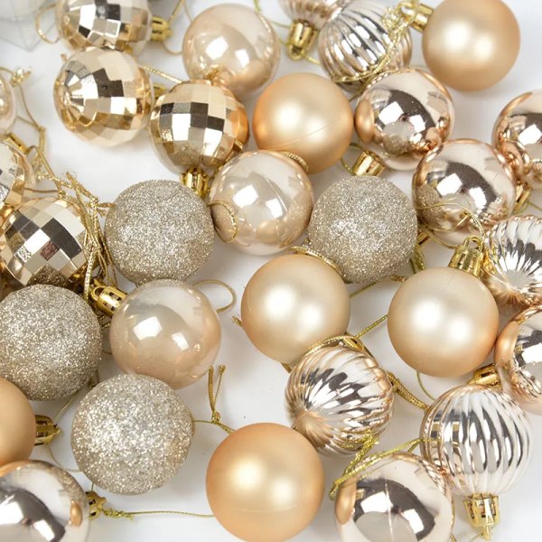 1 box Julkulor Julgransprydnader Boll Xmas Hängande trädhängen Hem Festdekor 2023 Nyårspresent Noel Navidad 36pcs champagne gold as picture