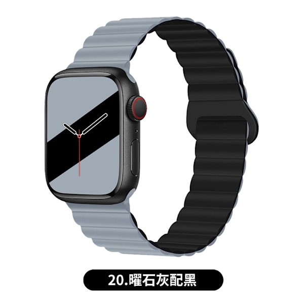 Klockarmband för Apple Watch iWatch för 1-9 generationerna 38/40/41mm 20 Obsidiangrå med Svart
