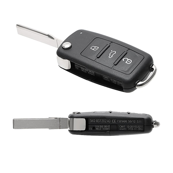 3 Knapper Bil Nøgle Skal Fjernbetjening Flip til Beetle/Caddy/Eos/Golf/Jetta/Polo/Scirocco/Tiguan/Touran/UP Til Blank Nøgle Cover Etui Default Title