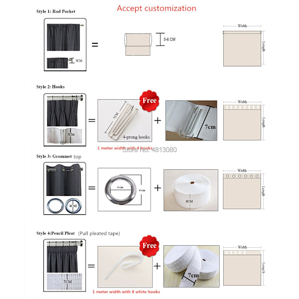 Amerikanske rustikke gardiner, halvskygge for soverom, arbeidsrom, stue, blomsterplante vindusgardin grov bomull Curtain W200xL260cm 1pc