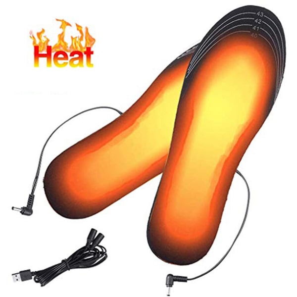 USB Opvarmede Sko Indlægssåler Fødder Varme Sokker Pad Måtte Elektrisk Opvarmede Indlægssåler Vaskbare Varme Termiske Indlægssåler Unisex WJ014 Black Size M (35-40)