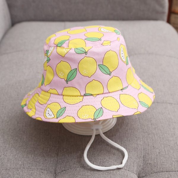 Kesävauvan aurinkohattu Lasten ulkoilu UV-suoja Rantalippikset Kalastusämpärihatut Lasten poika tyttö Sarjakuva Kalastajan hattu pink lemon