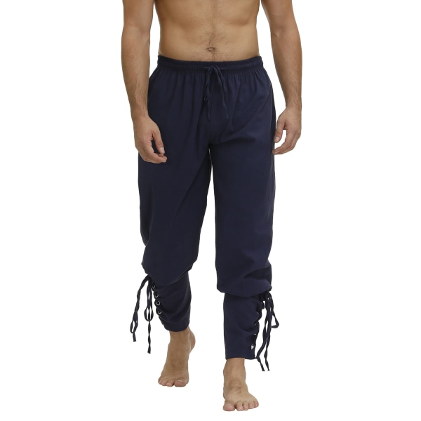 Piratbukser for menn Renessanse Middelalder Viking Kostyme Snøring Shorts Halloween Voksen Cosplay Gray XL