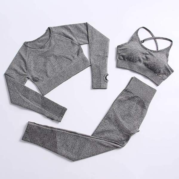 Joogasetti Kuntosalivaatteet Verryttelypuku Korkeavyötäröiset Housut Urheiluliivit Naisille Top Pants-Dark Gray M