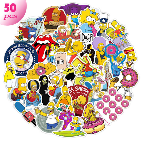 50 kpl Simpson-tarroja vedenpitävä tarra sarjakuvatarra skeittilaudalle reppuun muistikirjaan DIY-paperitarvikkeisiin klassinen lasten lelu lahja 50PCS2