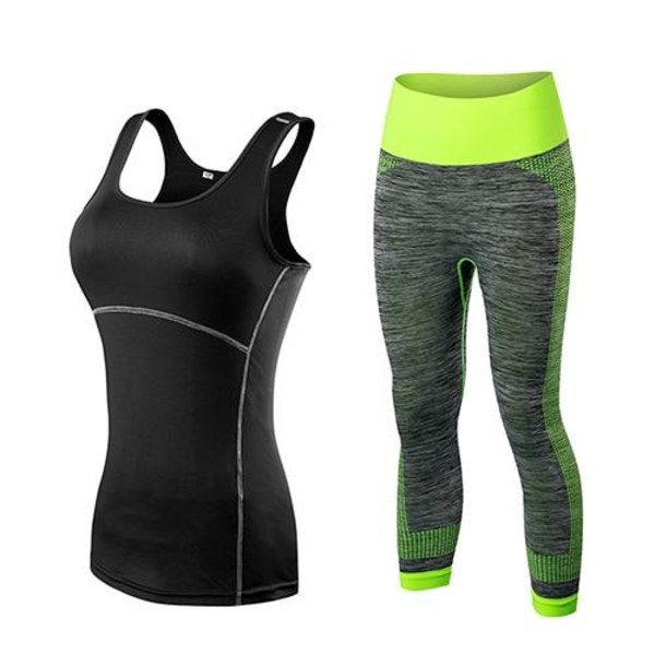 Yoga Set Sport Löpning Gym Träningsset Kläder träningskläder fitness kvinnor 2001white5081pink M