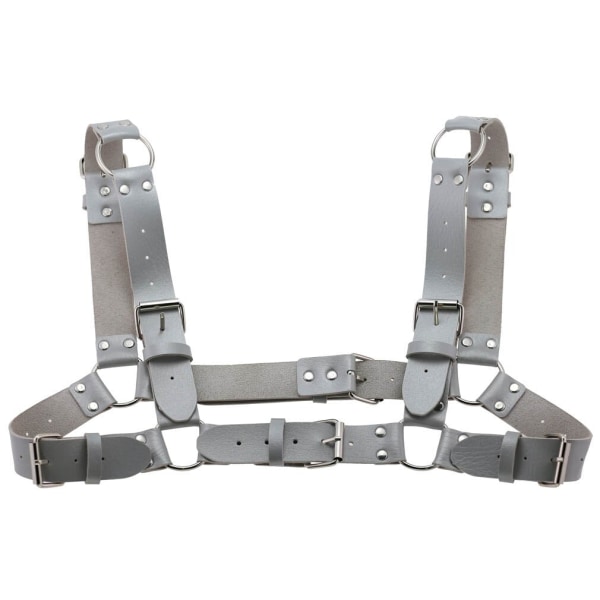 Kvinnor Män Sexig Punk Bröstsele Justerbar Burad Metallkroppskedja PU Läder Choker Statement Halsband Fest Klubbkläder Red