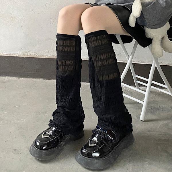 Lolita Pitkät Sukat Naisten Säärystimet Neulotut Lämpimät Jalkasuojat Valkoiset Käsivarsi- ja Säärystimet Naisten Syksyn Talven Virkatut Sukat Saappaansuojat thin black One Size