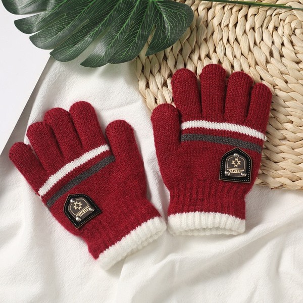 Barnhandskar Vinter Fullfingerhandskar Stickade Mjuka Barnvantar 5-10 År Pojkar Flickor Handskar Tjocka Håll Värmen Hösthandske F(5-10 years)
