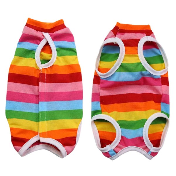Katt Steriliseringskläder efter Operation Fruktserie Fyr Säsonger Husdjurskläder Rainbow L back length 35cm