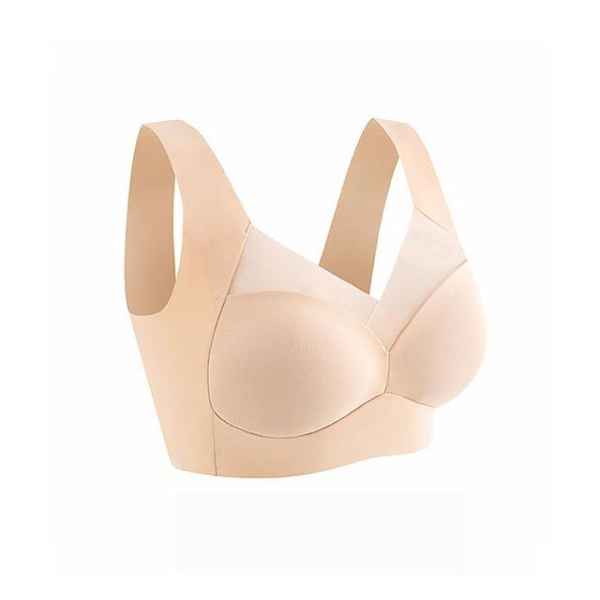 Saumattomat V-aukkoinen urheiluliivit pehmustetut crop top push up rintaliivit naisten alusvaatteet selästä avoin toppi pehmeä alusasu Camisole Apricot XXXL