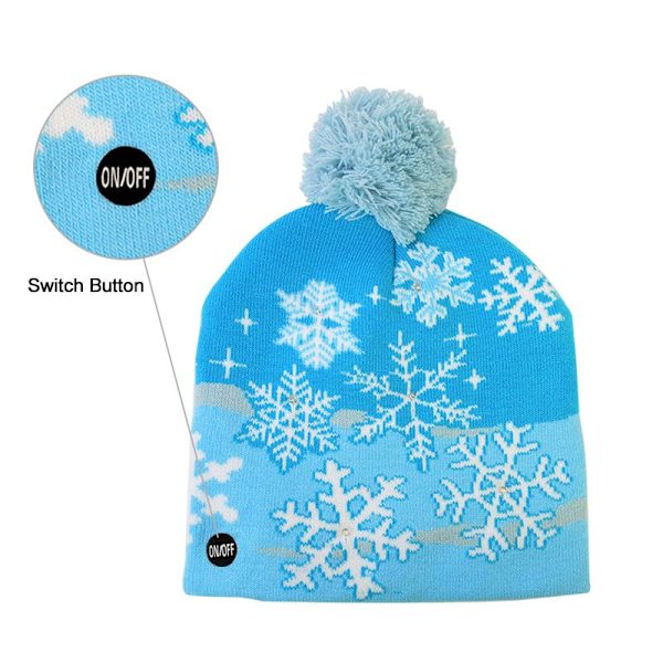 LED Julehue Sweater Strikket Hue Julelys Strikket Hue Julegave til Børn Julepynt J