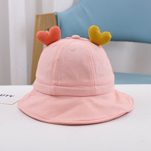 1-3 år Söta Love Boys and Girls Bucket Hat Baby Hat Barn Baby Solhatt Pink 48-50cm (1-3 years old)