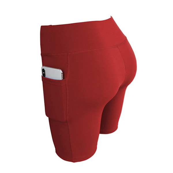 Joogahousut Naiset Fitness Jooga Kuntosali Korkeavyötäröiset Leggingsit 01Short Wine red XL